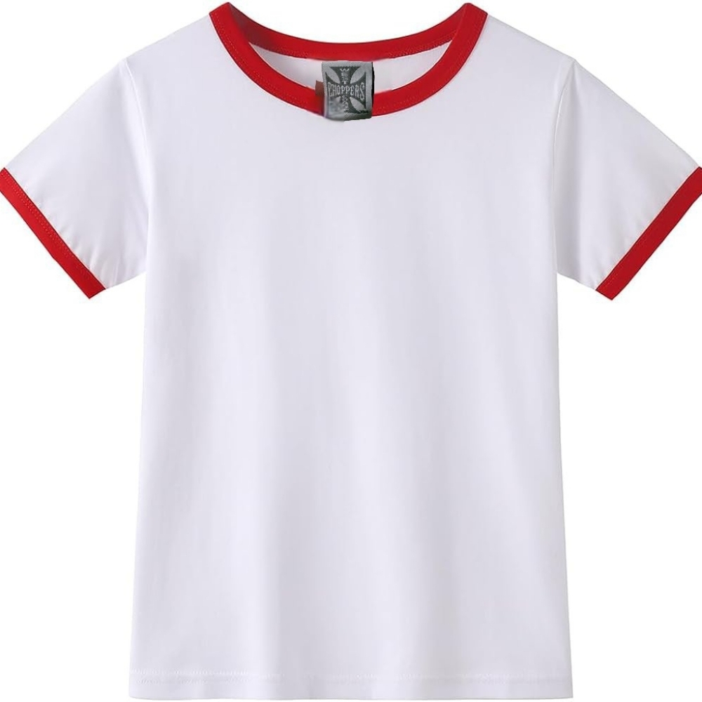 NWT WEST COAST CHOPPERS CHOPPER CUTIE WHITE RINGER TEE RED TRIM SIZE: L 11/13!